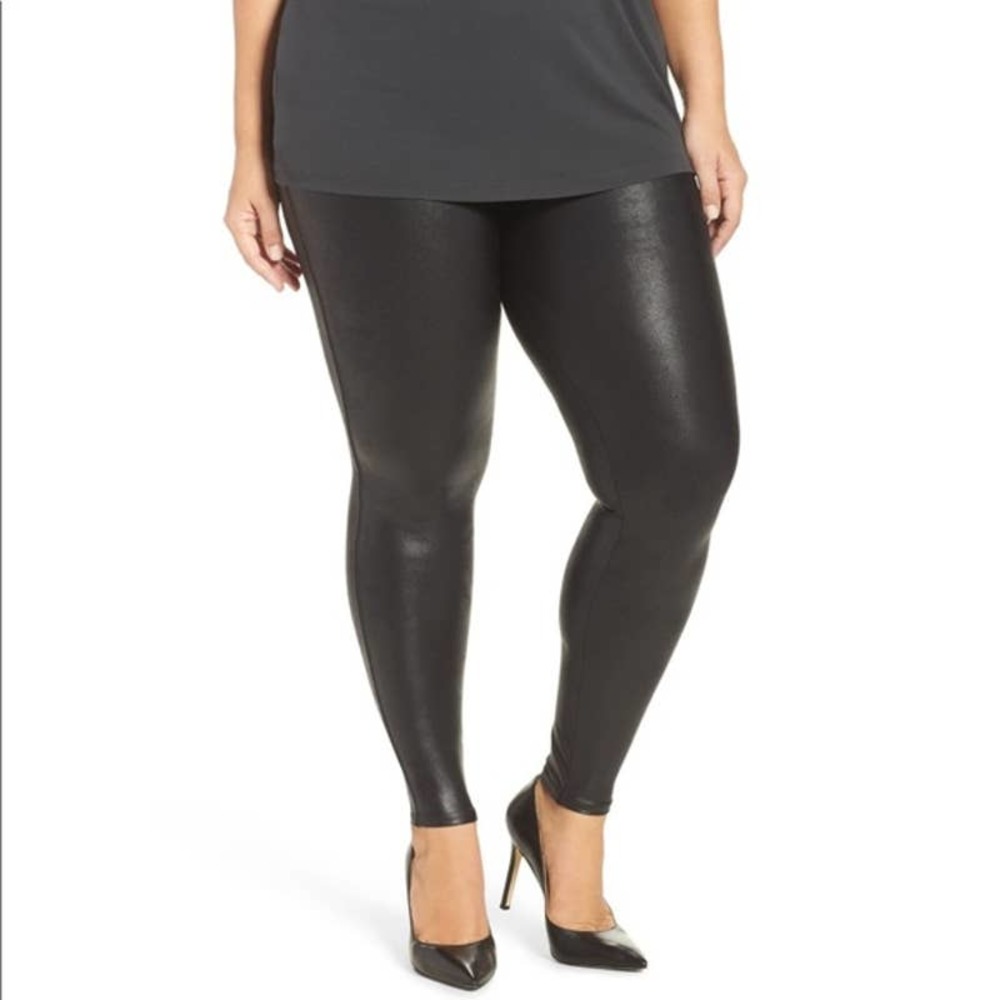 Spanx Black Faux Leather Plus Size Leggings